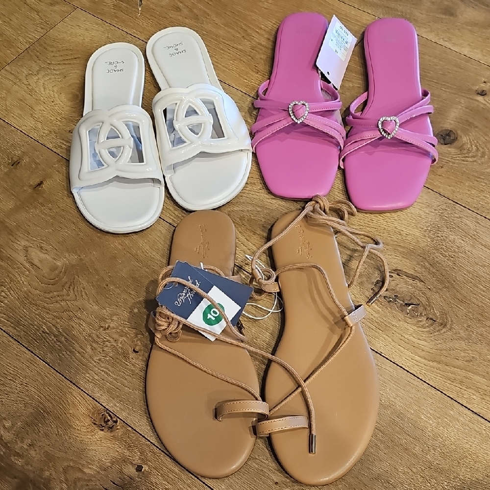 Stylish Women's Sandals - White, Pink, Tan
